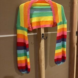 Vibrant Multicolor Striped Women's Shrug